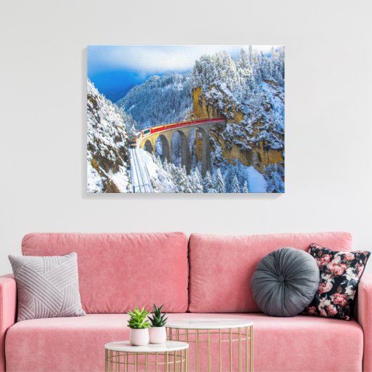 IJs en sneeuw | Bernina Express, Zwitserland Canvas Afdruk (Insitu (Woonkamer))