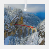 IJs en sneeuw | Bernina Express, Zwitserland Glas Ornament (Achterkant)