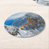 IJs en sneeuw | Bernina Express, Zwitserland Ronde Kartonnen Onderzetter (Gebogen)
