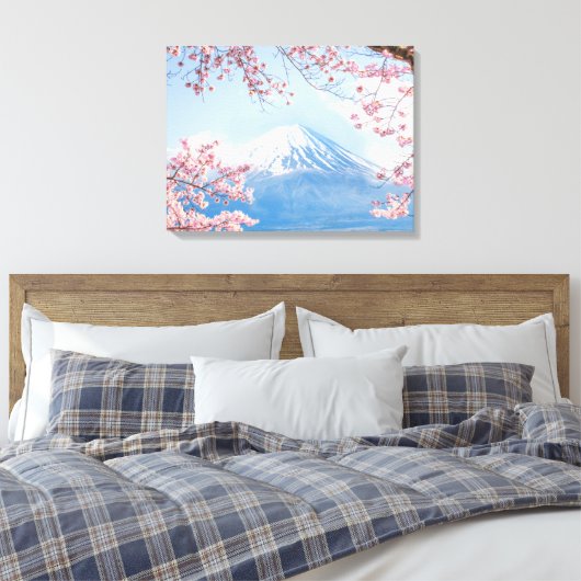 IJs en sneeuw | Cherry Blossom Mt. Fuji Japan Canvas Afdruk (Insitu (Slaapkamer))