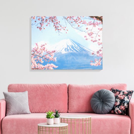 IJs en sneeuw | Cherry Blossom Mt. Fuji Japan Canvas Afdruk (Insitu (Woonkamer))