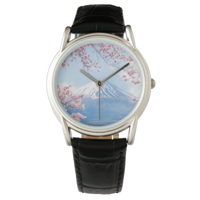 IJs en sneeuw | Cherry Blossom Mt. Fuji Japan Horloge (Voorkant)