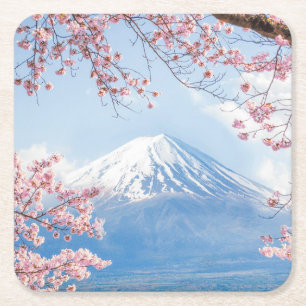 IJs en sneeuw Cherry Blossom Mt. Fuji Japan Kartonnen Onderzetters