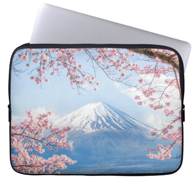 IJs en sneeuw | Cherry Blossom Mt. Fuji Japan Laptop Sleeve (Voorkant)