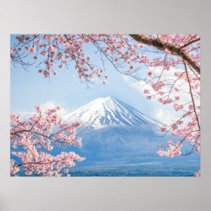 IJs en sneeuw   Cherry Blossom Mt. Fuji Japan Poster