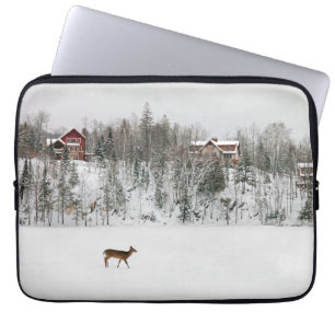 IJs en sneeuw   Deer in Snow Quebec, Canada Laptop Sleeve