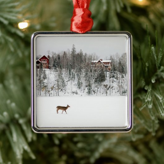 IJs en sneeuw | Deer in Snow Quebec, Canada Metalen Ornament (Boom)