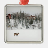 IJs en sneeuw | Deer in Snow Quebec, Canada Metalen Ornament (Voorkant)