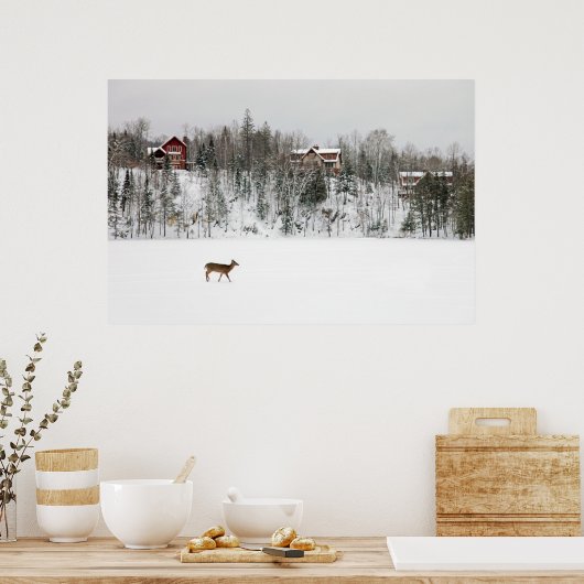 IJs en sneeuw | Deer in Snow Quebec, Canada Poster (Keuken)