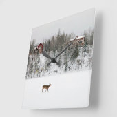 IJs en sneeuw | Deer in Snow Quebec, Canada Vierkante Klok (Hoek)