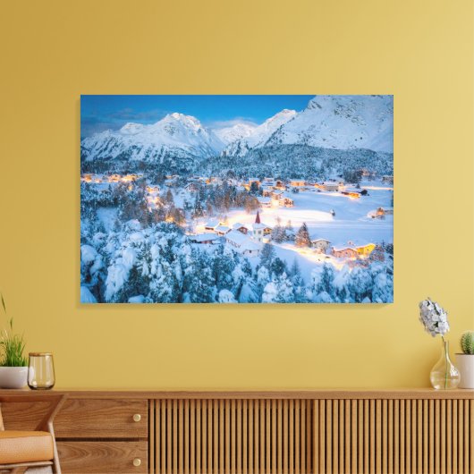 IJs en sneeuw | Graubunden, Engadin, Zwitserland Canvas Afdruk (Insitu (Woonkamer))