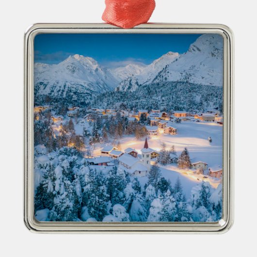 IJs en sneeuw | Graubunden, Engadin, Zwitserland Metalen Ornament (Voorkant)