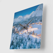 IJs en sneeuw | Graubunden, Engadin, Zwitserland Vierkante Klok (Hoek)