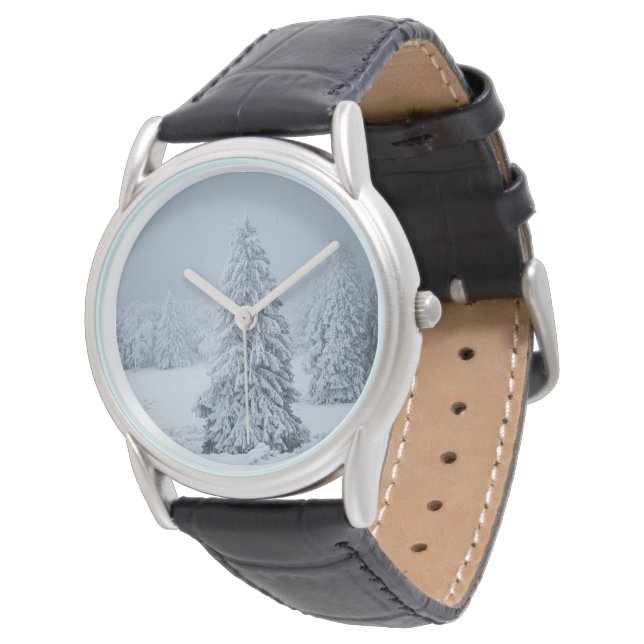 IJs en sneeuw | Hout, Zwitserse Alpen Horloge (Gekanteld)