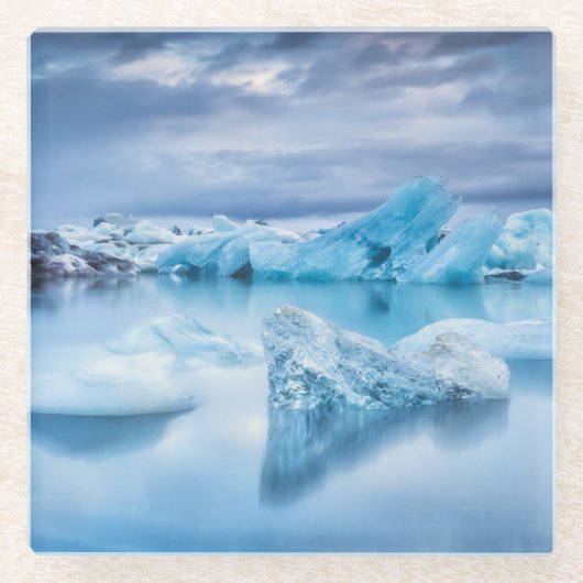 IJs en sneeuw | Jokulsarlon Lagoon, IJsland Glazen Onderzetter (Voorkant)