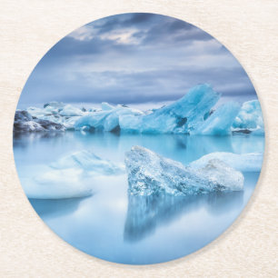 IJs en sneeuw Jokulsarlon Lagoon, IJsland Ronde Kartonnen Onderzetter