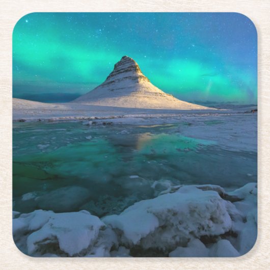 IJs en sneeuw | Kirkjufall Mountain, IJsland Kartonnen Onderzetters (Voorkant)