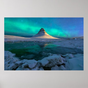 IJs en sneeuw Kirkjufall Mountain, IJsland Poster