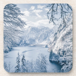 IJs en sneeuw Königssee Lake, Duitsland Bier Onderzetter