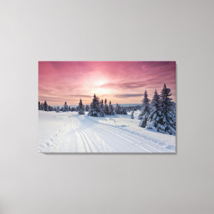 IJs en sneeuw Lillehammer, Noorwegen Canvas Afdruk