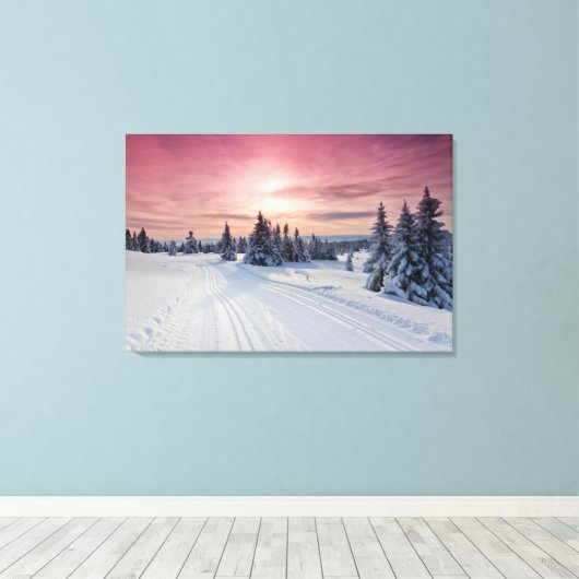 IJs en sneeuw | Lillehammer, Noorwegen Canvas Afdruk (Insitu (Houten vloer))