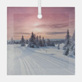 IJs en sneeuw | Lillehammer, Noorwegen Glas Ornament (Voorkant)