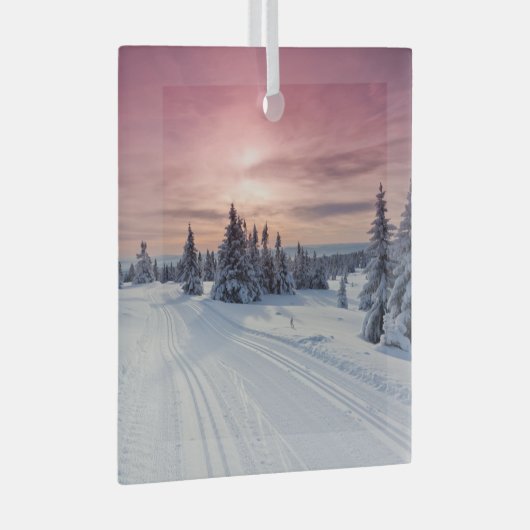 IJs en sneeuw | Lillehammer, Noorwegen Glas Ornament (Voorkant Rechts)