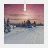 IJs en sneeuw | Lillehammer, Noorwegen Glas Ornament (Achterkant)