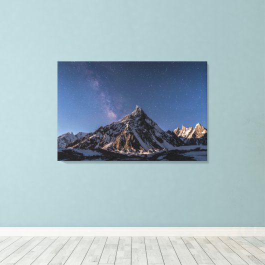 IJs en sneeuw | Milky Way Baltoro Glacier, Pakista Canvas Afdruk (Insitu (Houten vloer))
