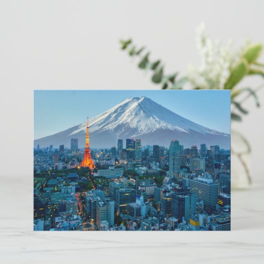 IJs en sneeuw | Mt. Fuji & Tokyo Skyline Bedankkaart (Staand voorkant)