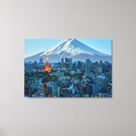 IJs en sneeuw | Mt. Fuji & Tokyo Skyline Canvas Afdruk (Voorkant)