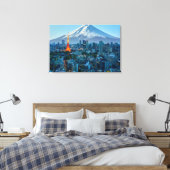 IJs en sneeuw | Mt. Fuji & Tokyo Skyline Canvas Afdruk (Insitu (Slaapkamer))