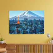 IJs en sneeuw | Mt. Fuji & Tokyo Skyline Canvas Afdruk (Insitu (Woonkamer))