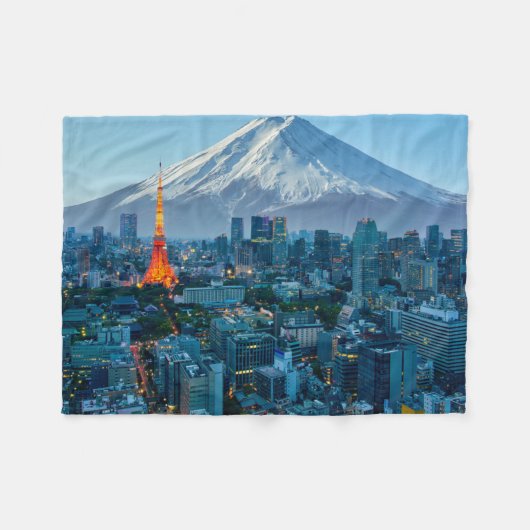 IJs en sneeuw | Mt. Fuji & Tokyo Skyline Fleece Deken (Voorkant (Horizontaal))