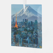 IJs en sneeuw | Mt. Fuji & Tokyo Skyline Glas Ornament (Voorkant links)