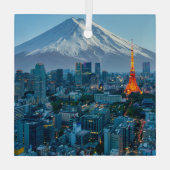 IJs en sneeuw | Mt. Fuji & Tokyo Skyline Glas Ornament (Achterkant)
