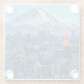 IJs en sneeuw | Mt. Fuji & Tokyo Skyline Glazen Onderzetter (Achterkant)