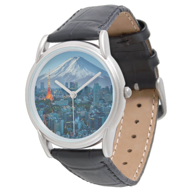 IJs en sneeuw | Mt. Fuji & Tokyo Skyline Horloge (Gekanteld)