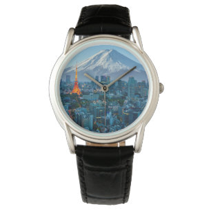 IJs en sneeuw Mt. Fuji & Tokyo Skyline Horloge