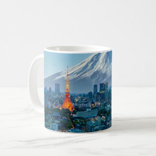 IJs en sneeuw | Mt. Fuji & Tokyo Skyline Koffiemok (Voorkant links)