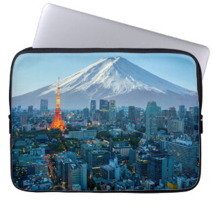 IJs en sneeuw   Mt. Fuji & Tokyo Skyline Laptop Sleeve