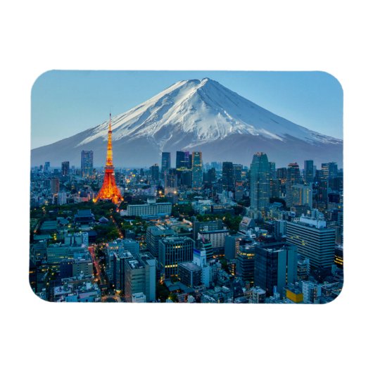 IJs en sneeuw | Mt. Fuji & Tokyo Skyline Magneet (Horizontaal)