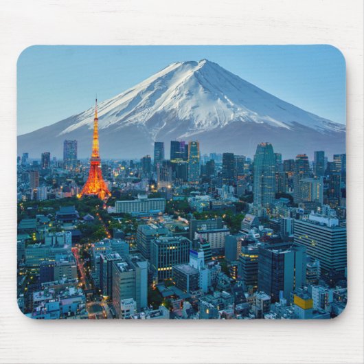 IJs en sneeuw | Mt. Fuji & Tokyo Skyline Muismat (Voorkant)