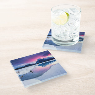 IJs en sneeuw   Mt. Rundle, Canada Glazen Onderzetter