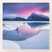 IJs en sneeuw | Mt. Rundle, Canada Glazen Onderzetter (Voorkant)