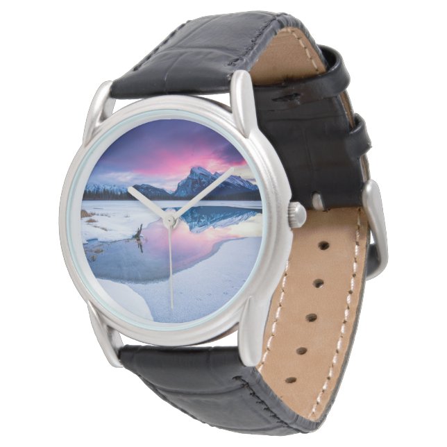 IJs en sneeuw | Mt. Rundle, Canada Horloge (Gekanteld)