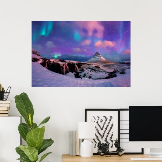IJs en sneeuw | Noordelijke hoogten, Kirkjufall Mo Poster (Thuiskantoor)