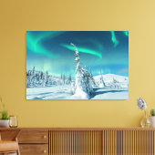 IJs en sneeuw | Noordelijke lichten, Lapland, Finl Canvas Afdruk (Insitu (Woonkamer))