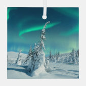 IJs en sneeuw | Noordelijke lichten, Lapland, Finl Glas Ornament (Achterkant)