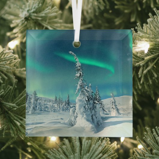 IJs en sneeuw | Noordelijke lichten, Lapland, Finl Glas Ornament (Insitu)